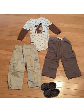 Moose Outfit Toddler Boys Cargo Pants 2T 24 Months Size 5